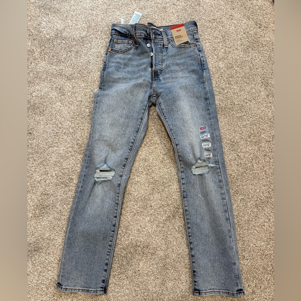 Levi's Light Blue Wedgie Straight Distressed Jeans